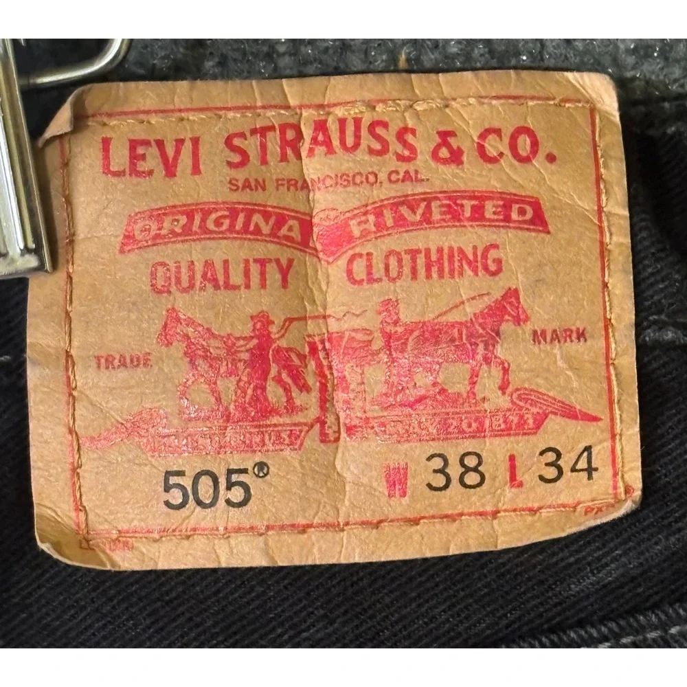 Levi's 505 Regular Fit Men's‎ 38x34 Black Denim Made in Canada